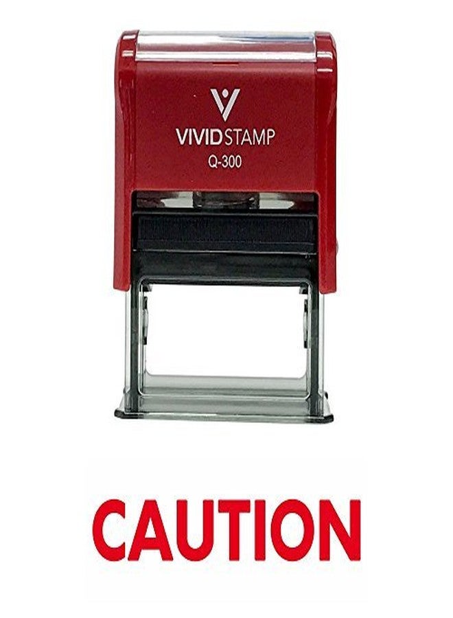 Vivid Stamp Caution Self Inking Rubber Stamp (Red Ink) - Large - Image 2