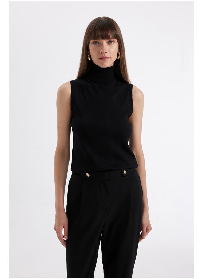 DeFacto Woman Tricot Regular Fit Turtle Neck Sleeveless Pullover  - Image 3