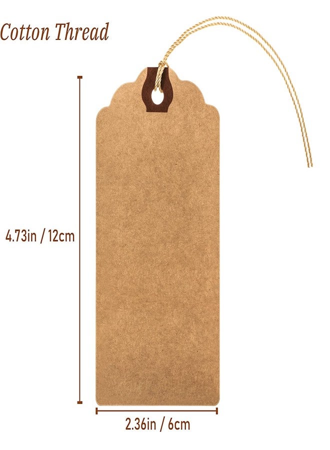 Outus 60 Pcs 4 3/4-in x 2 3/8-in Blank Large Paper Gift Tags with String and Reinforced Eyelet Wire Writable Price Tags Shipping Labels Inventory Labels(Brown) - Image 3