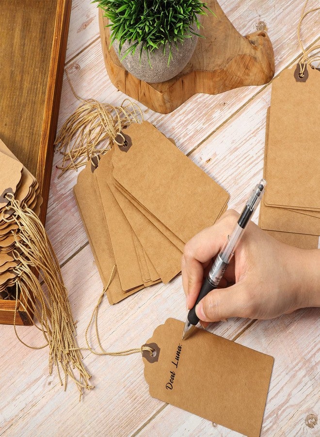 Outus 60 Pcs 4 3/4-in x 2 3/8-in Blank Large Paper Gift Tags with String and Reinforced Eyelet Wire Writable Price Tags Shipping Labels Inventory Labels(Brown) - Image 5