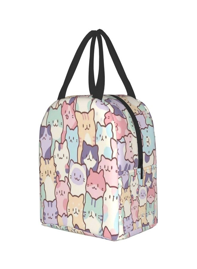 Giwawa Cartoon Cats Lunch Bag Colorful Animal Portable Insulated Lunchbox Reusable Cooler Tote Bag for School Office Work Picnic Beach - Image 2