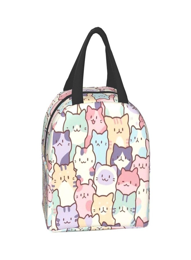 Giwawa Cartoon Cats Lunch Bag Colorful Animal Portable Insulated Lunchbox Reusable Cooler Tote Bag for School Office Work Picnic Beach - Image 3