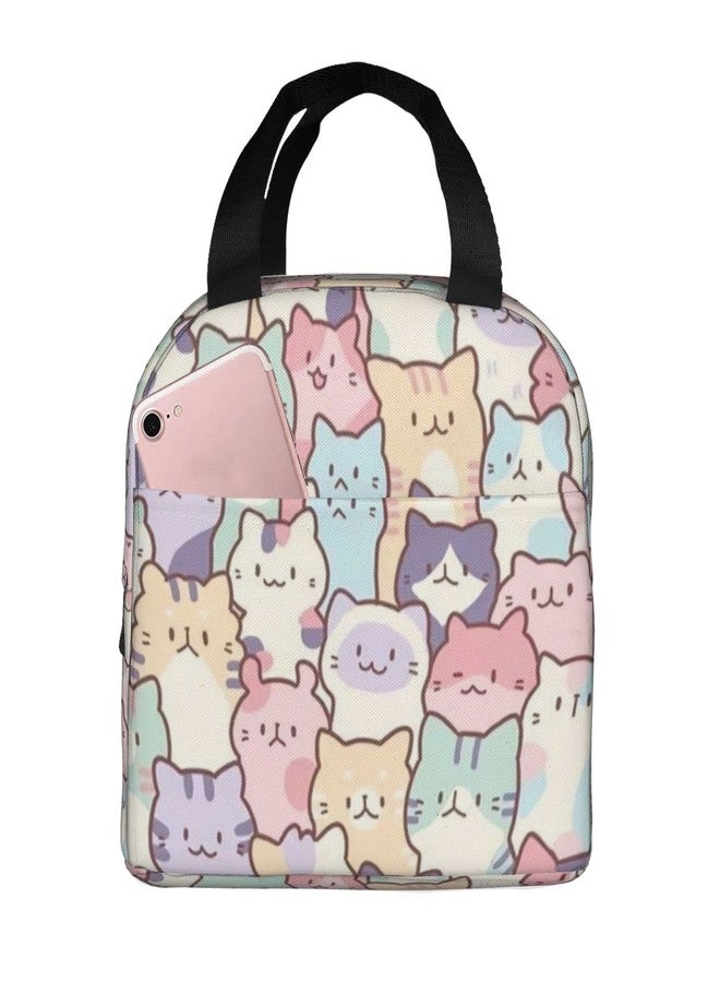 Giwawa Cartoon Cats Lunch Bag Colorful Animal Portable Insulated Lunchbox Reusable Cooler Tote Bag for School Office Work Picnic Beach - Image 5
