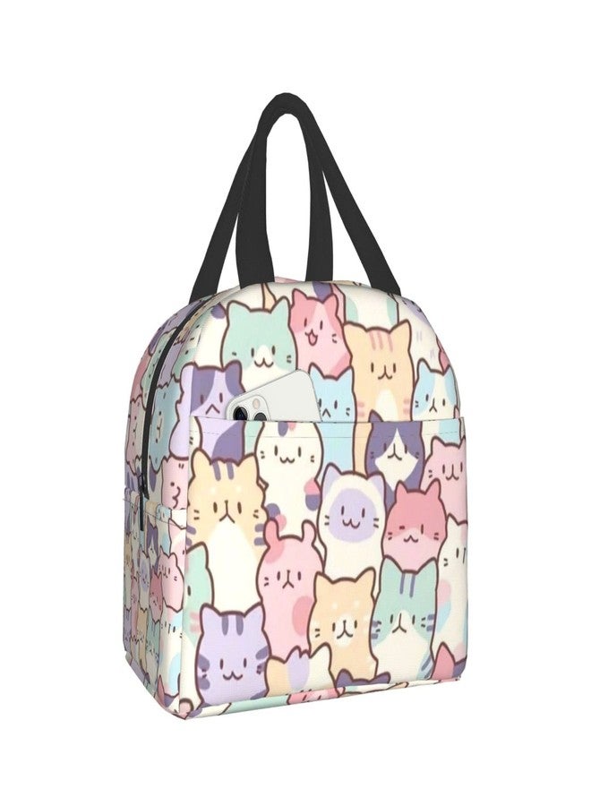 Giwawa Cartoon Cats Lunch Bag Colorful Animal Portable Insulated Lunchbox Reusable Cooler Tote Bag for School Office Work Picnic Beach - Image 1