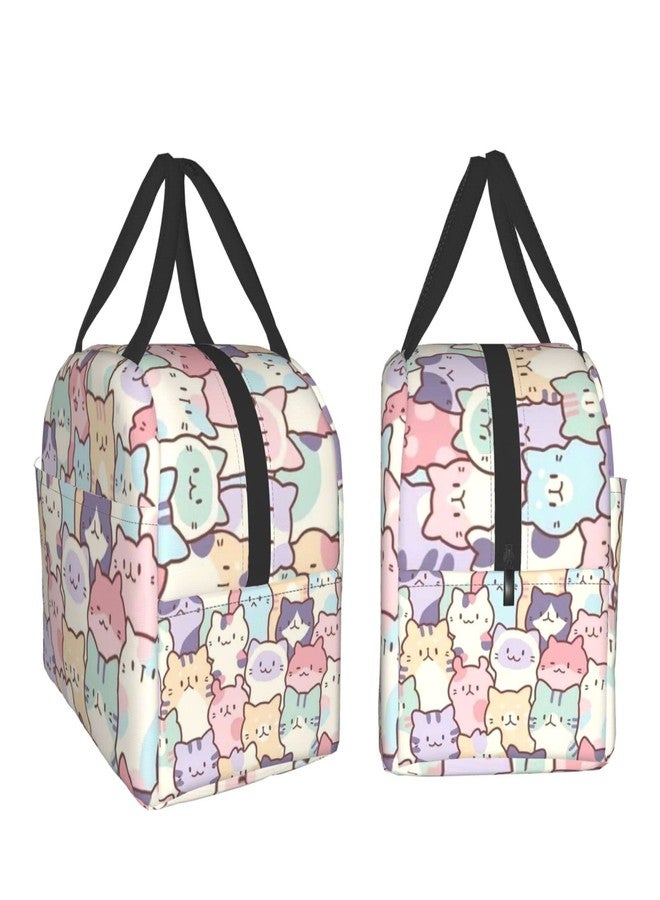 Giwawa Cartoon Cats Lunch Bag Colorful Animal Portable Insulated Lunchbox Reusable Cooler Tote Bag for School Office Work Picnic Beach - Image 4