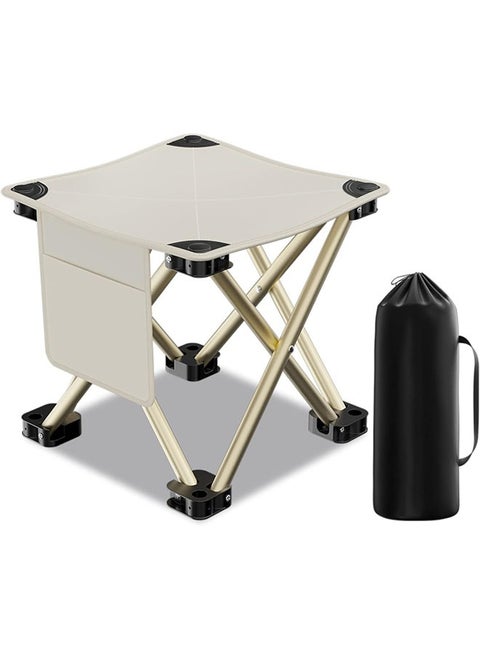Folding Camping Chair for Adults, Portable Folding Small Chair, Camp Stool for Camping Fishing Hiking Gardening and Beach, Camping Seat with Carry Bag , White