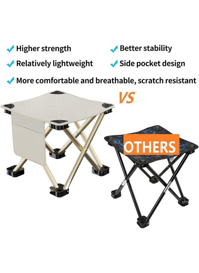 Hihonor - Folding Camping Chair for Adults, Portable Folding Small Chair, Camp Stool for Camping Fishing Hiking Gardening and Beach, Camping Seat with Carry Bag , White - Image 1