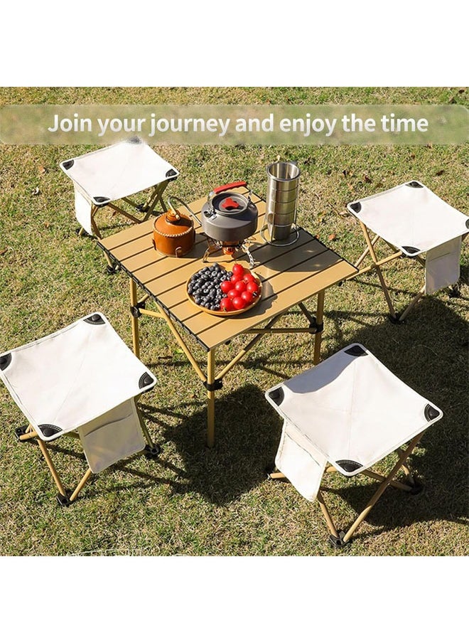 Hihonor - Folding Camping Chair for Adults, Portable Folding Small Chair, Camp Stool for Camping Fishing Hiking Gardening and Beach, Camping Seat with Carry Bag , White - Image 1