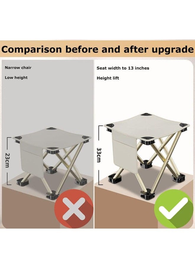 Hihonor - Folding Camping Chair for Adults, Portable Folding Small Chair, Camp Stool for Camping Fishing Hiking Gardening and Beach, Camping Seat with Carry Bag , White - Image 1