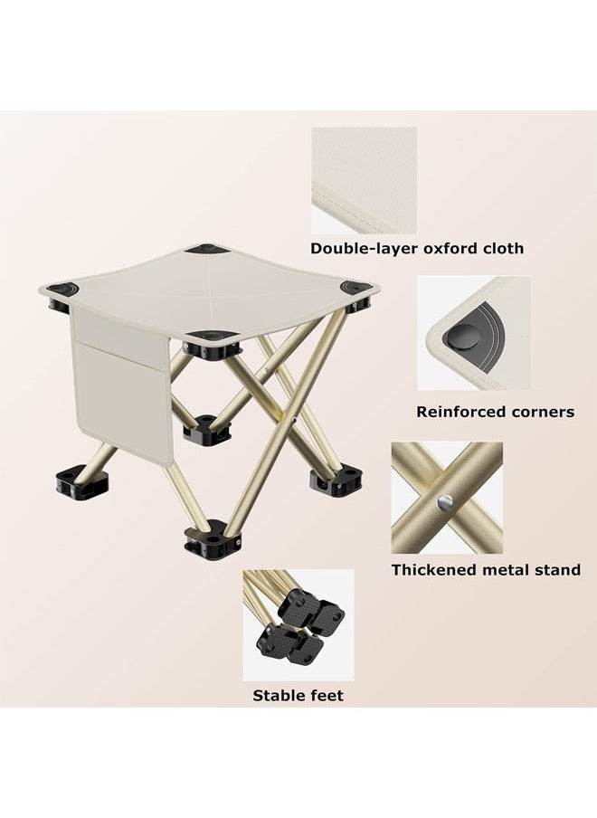 Hihonor - Folding Camping Chair for Adults, Portable Folding Small Chair, Camp Stool for Camping Fishing Hiking Gardening and Beach, Camping Seat with Carry Bag , White - Image 1