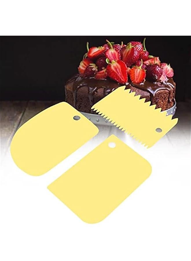 3 Pack Dough Scraper Food Plastic Multipurpose Kitchen Pastry Cutting Tools for Bread Cake Fondant (Yellow) - Image 2