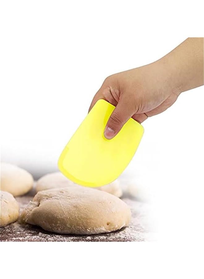 3 Pack Dough Scraper Food Plastic Multipurpose Kitchen Pastry Cutting Tools for Bread Cake Fondant (Yellow) - Image 3