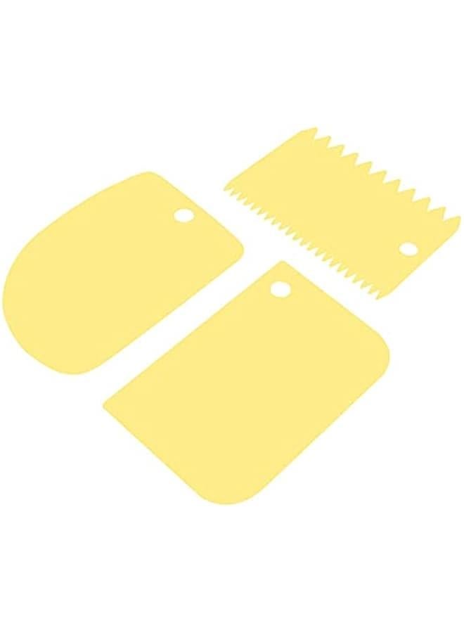 3 Pack Dough Scraper Food Plastic Multipurpose Kitchen Pastry Cutting Tools for Bread Cake Fondant (Yellow) - Image 4