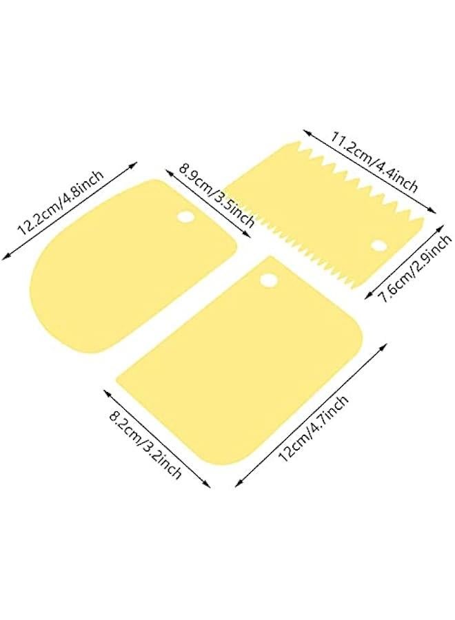 3 Pack Dough Scraper Food Plastic Multipurpose Kitchen Pastry Cutting Tools for Bread Cake Fondant (Yellow) - Image 5