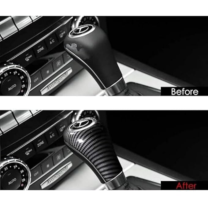 ريحني غطاء مقبض ناقل الحركة للسيارة من ألياف الكربون ملصق الزينة الداخلية W204 W212 A G E C فئة CLS ملحقات قطعة واحدة أسود - Image 3