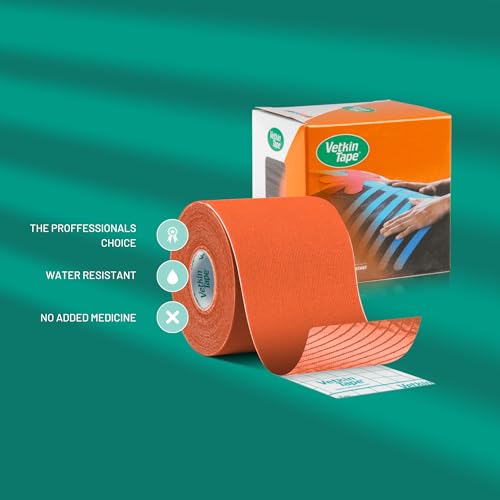 VETKIN VetkinTape Canine & Equine Kinesiology Tape | Veterinary Medical Tape | Vet Wrap for Joint Support & Pet Care | Self Adhesive Bandage Wrap | Orange | 2.4in | (Pack of 1) - Image 2