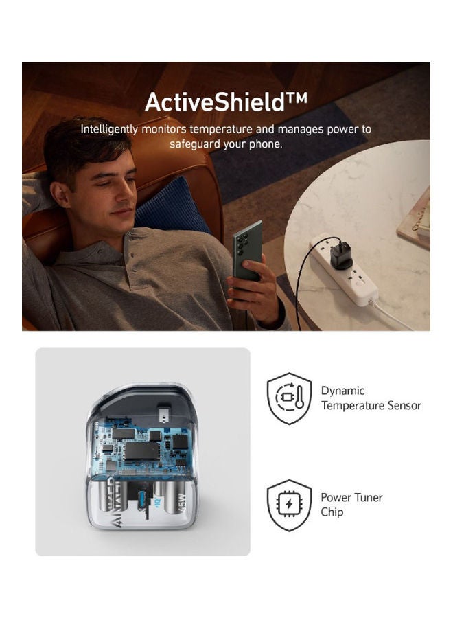 شاحن 313 بقدرة 45 وات ومحول USB C فائق السرعة A2643K11 A2643K11 أسود - Image 2