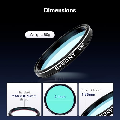 SVBONY Telescope Filter 2" UHC Filter for Observations of Deep Sky Objects Ultra High Contrast Filter Reduce Light Pollution - Image 3