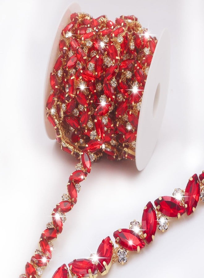 PEARLY JUN 1 Yard Rhinestone Chain Trim Red Rhinestone Trim Chain Crystal Applique Strips DIY Jewelry for Wedding Party Bracelets Craft Bridal Bouquets Embellishment Accessories - Image 1