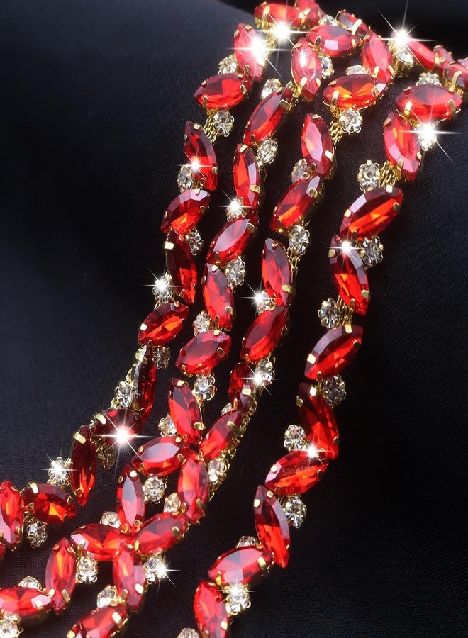 PEARLY JUN 1 Yard Rhinestone Chain Trim Red Rhinestone Trim Chain Crystal Applique Strips DIY Jewelry for Wedding Party Bracelets Craft Bridal Bouquets Embellishment Accessories - Image 2