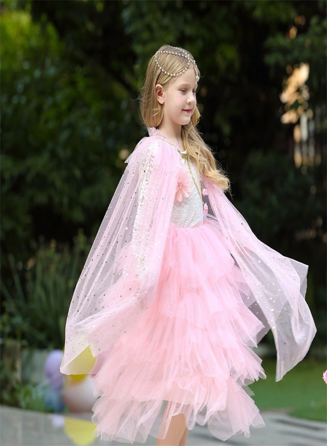 Loquat Girl Princess Draped In a Veil And Draped With a Aloak Pink  - Image 1