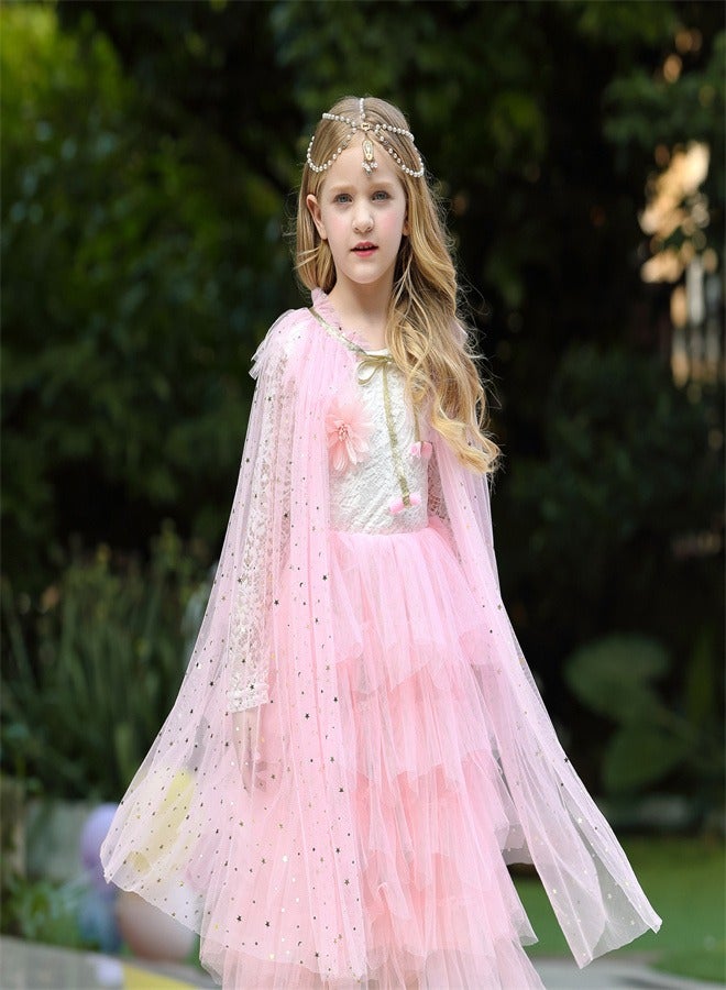 Loquat Girl Princess Draped In a Veil And Draped With a Aloak Pink  - Image 3