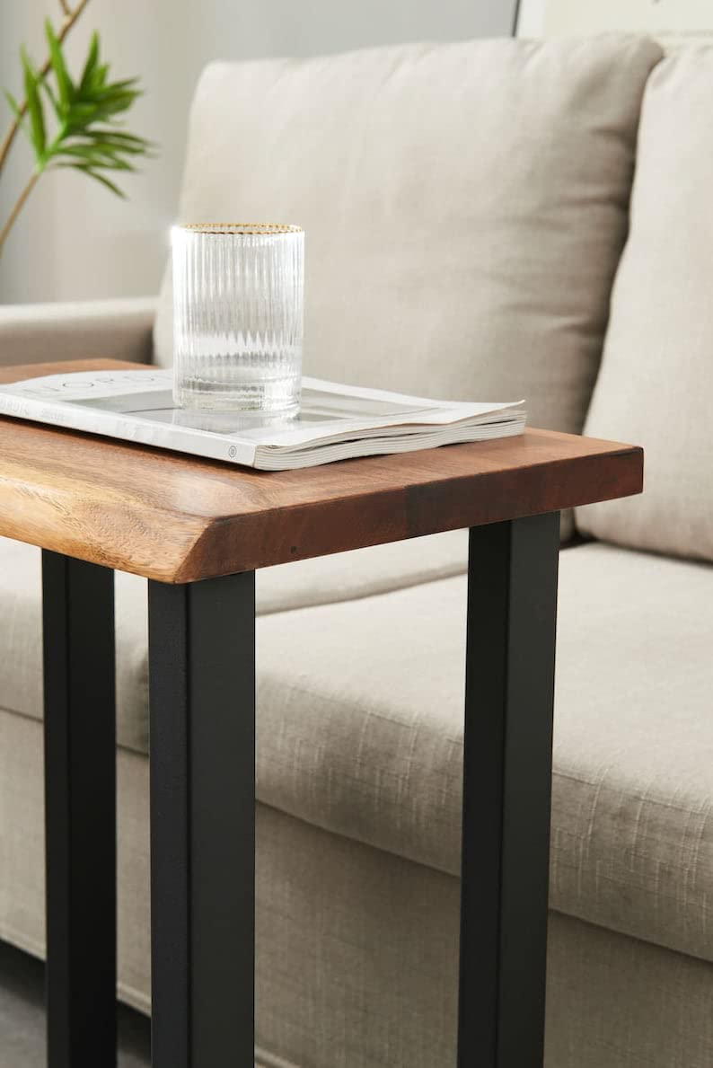Craftsline Sofa Chair Arm Rest Tray Table Stand BrownWood - Image 4