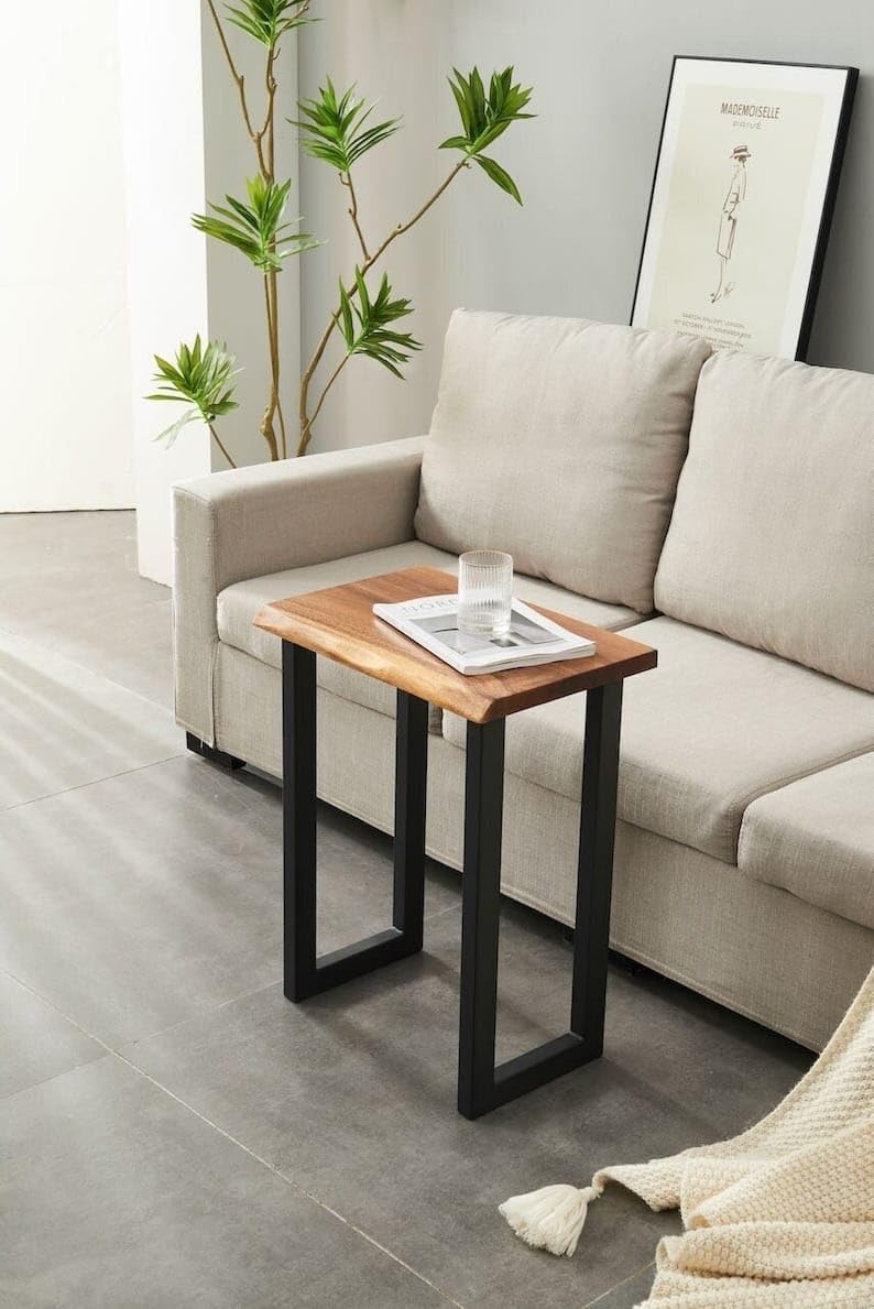 Craftsline Sofa Chair Arm Rest Tray Table Stand BrownWood - Image 2