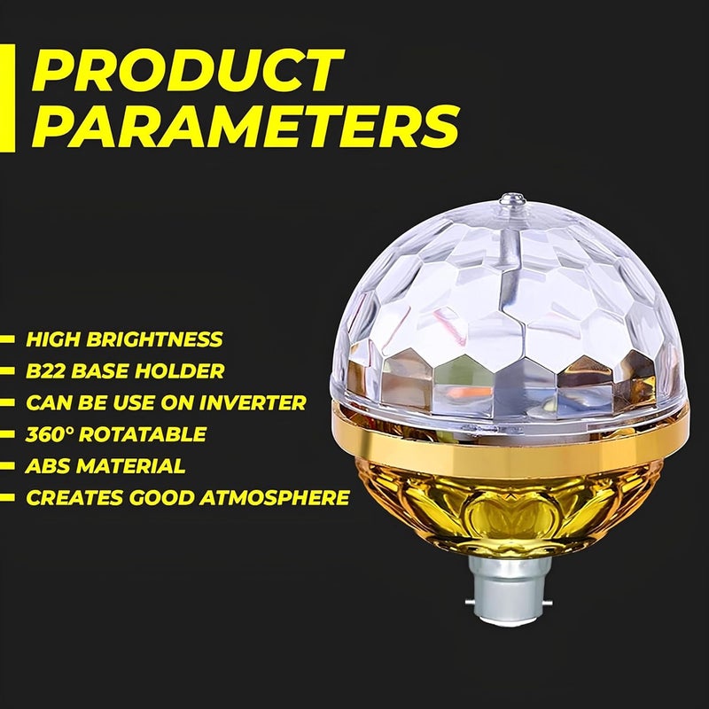 SAMEILI مصباح ديسكو ذهبي عملاق متوهج 360 درجة دوار للمنزل وغرفة النوم وقاعة الرقص وحفلات عيد الميلاد (عبوة من 2) - Image 2