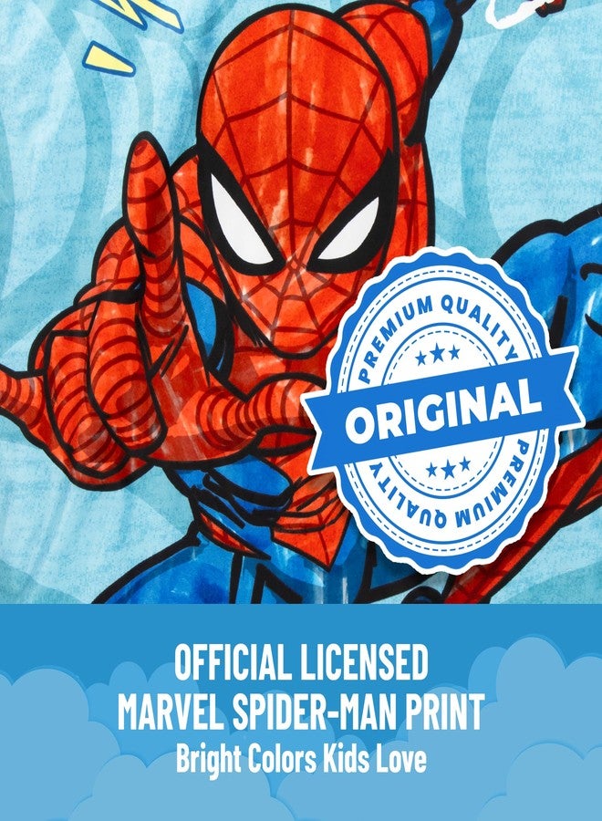 جاي فرانكو كيس نوم ووسادة للأطفال من جاي فرانكو - كيس نوم داخلي مريح مقاس 54 × 27 بوصة للمدرسة وليالي المبيت، طقم من قطعتين، أزرق - سبايدرمان - Image 3