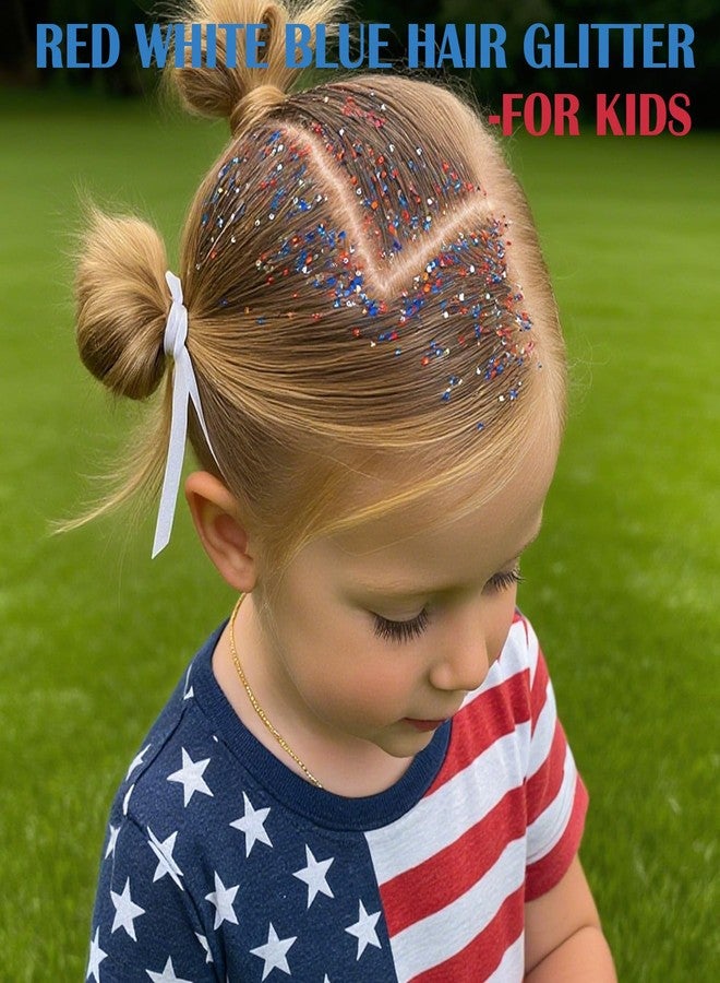 Paminify 4 jars Red Blue White Hair Glitter,4th of July Body Face Glitter,USA Flag Star Patriotic Sparkle Makeup,Chunky Fourth of July Outfits for Women & Kids,Independence Day Accessories,40g/1.41 oz - Image 2