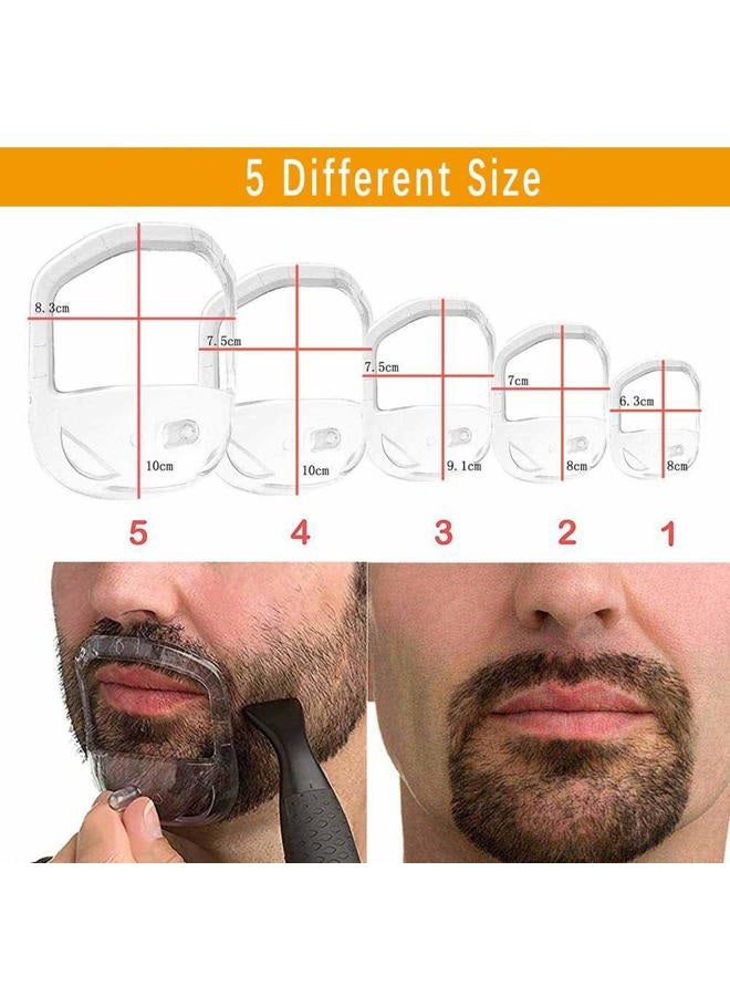 RIMOL Beard Shaper Goatee Mustache Grooming Tool Face Hair Styling Template for Man - Transparent - 5 PCS/Set (Transparent) - Image 5