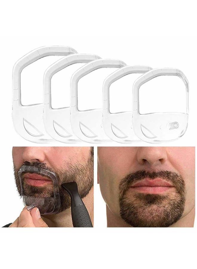 RIMOL Beard Shaper Goatee Mustache Grooming Tool Face Hair Styling Template for Man - Transparent - 5 PCS/Set (Transparent) - Image 1