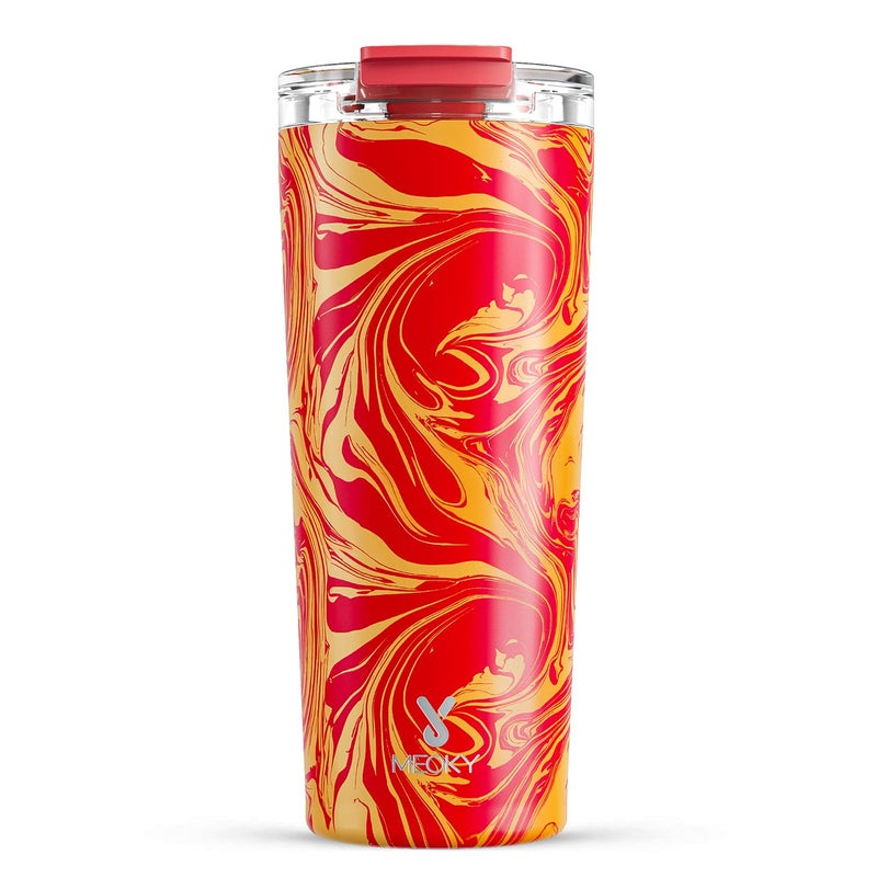 Meoky 24 oz Travel Coffee Mug with Leak-proof Lid, Stainless Steel Insulated Coffee Tumbler, Keeps Hot for 8 Hours or Cold for 24 Hours, Fits in Car Cup Holder (Lava Swirl) - Image 1