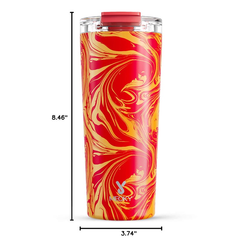 Meoky 24 oz Travel Coffee Mug with Leak-proof Lid, Stainless Steel Insulated Coffee Tumbler, Keeps Hot for 8 Hours or Cold for 24 Hours, Fits in Car Cup Holder (Lava Swirl) - Image 3