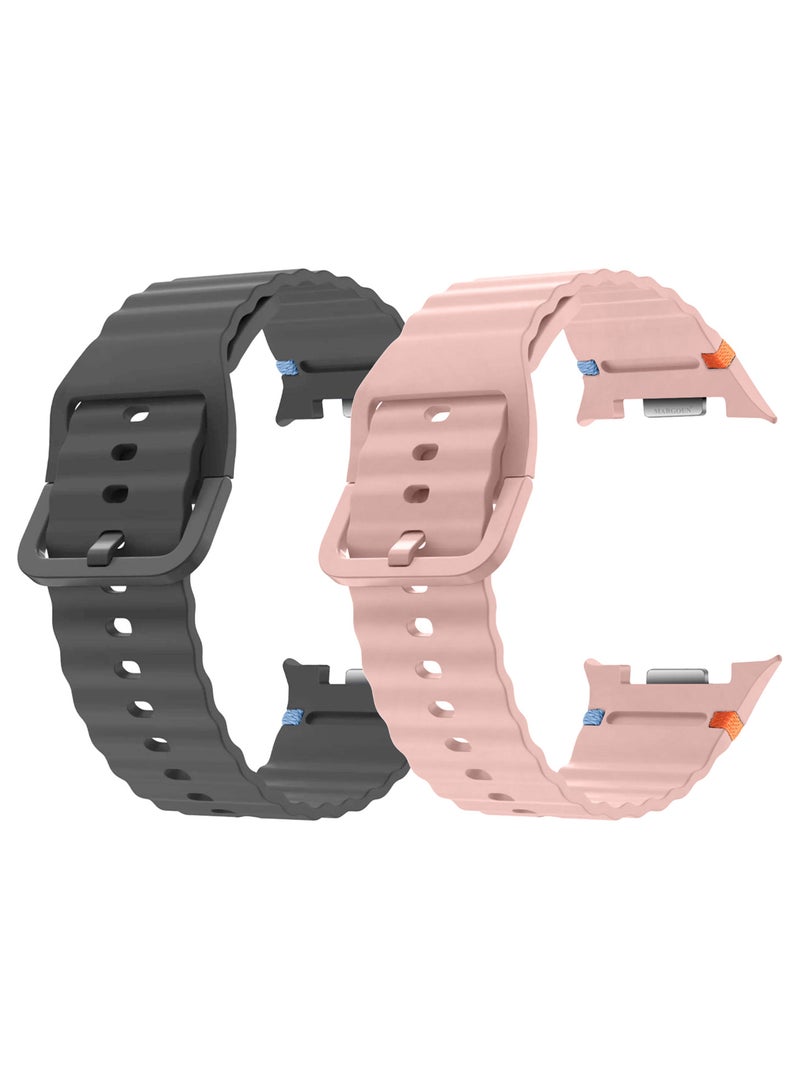 CATANES 2 Packs Silicone Ocean Band for Samsung Galaxy Watch 8 Classic 46mm and Watch 8 40mm 44mm - Sport Band Strap - Image 1