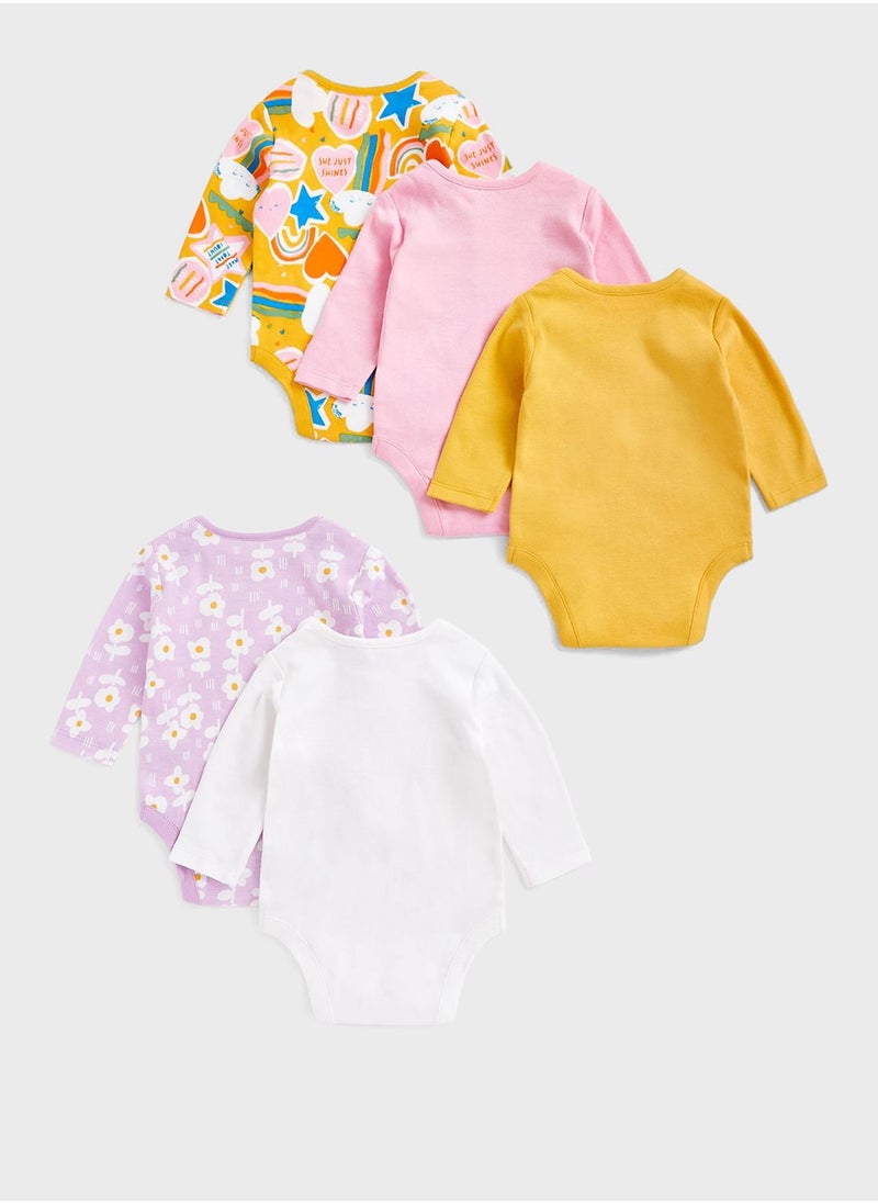 mothercare - Infant 5 Pack Printed Bodysuits - Image 1