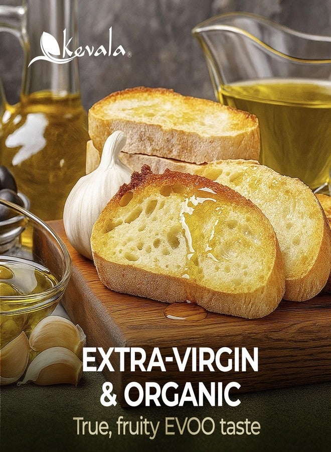 Kevala Extra Virgin Organic Olive Oil - Unrefined Cooking Oil, Cold Pressed and with no Preservatives, Made with Carefully Selected Fresh Olives, Natural Kitchen Pantry Essential, Easy Storage, 64 oz - Image 2