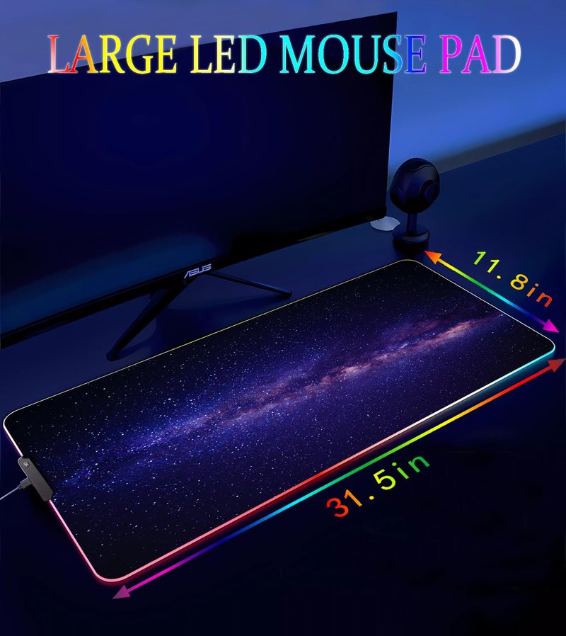 Armanza RGB Gaming Mouse Pad, Large Mousepad with Led Light, Gaming Accessories Keyboard Pad for Desk, Non-Slip Rubber Base Big Mouse Mat for Gamer, 31.5 X 11.8 Inch, Black Gold Mountain - Image 4