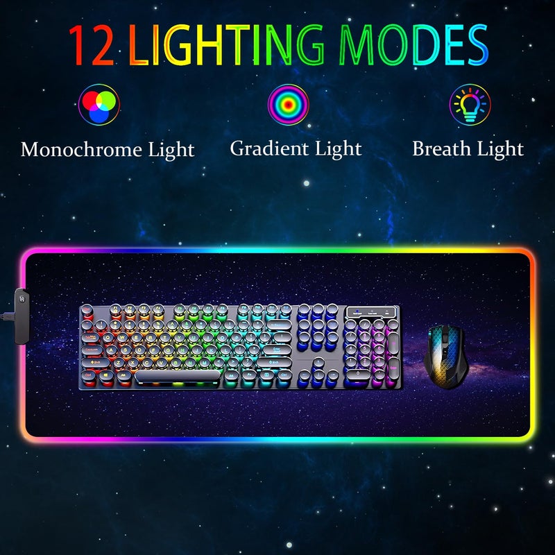 Armanza RGB Gaming Mouse Pad, Large Mousepad with Led Light, Gaming Accessories Keyboard Pad for Desk, Non-Slip Rubber Base Big Mouse Mat for Gamer, 31.5 X 11.8 Inch, Black Gold Mountain - Image 2