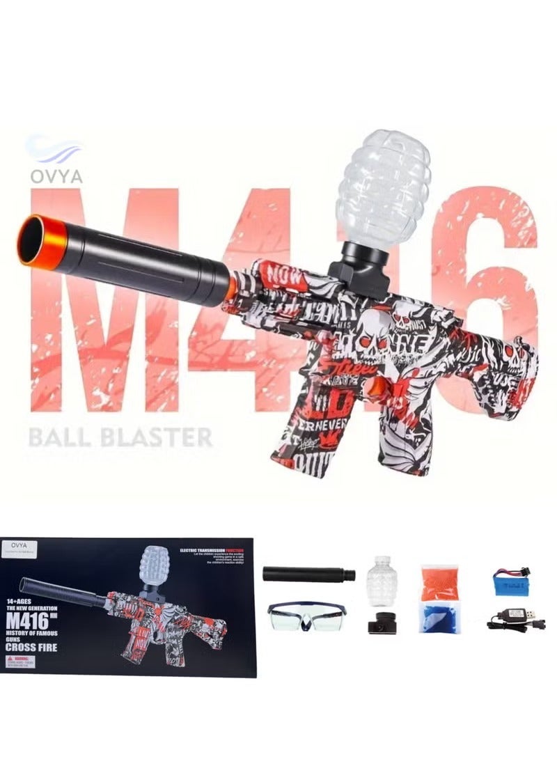 Kids Gel Blaster M416 Gel Blaster Gun Toy – Automatic Fast Fire Rate Electric Gel Toy Gun Blaster Toy with Safety Goggles | High-Power Gel Ball Blaster for Kids & Adults | Rapid Fire Gel Shooter with Battery, Hopper, Accessories | Red M416 Sniper Gel Gun - Image 4