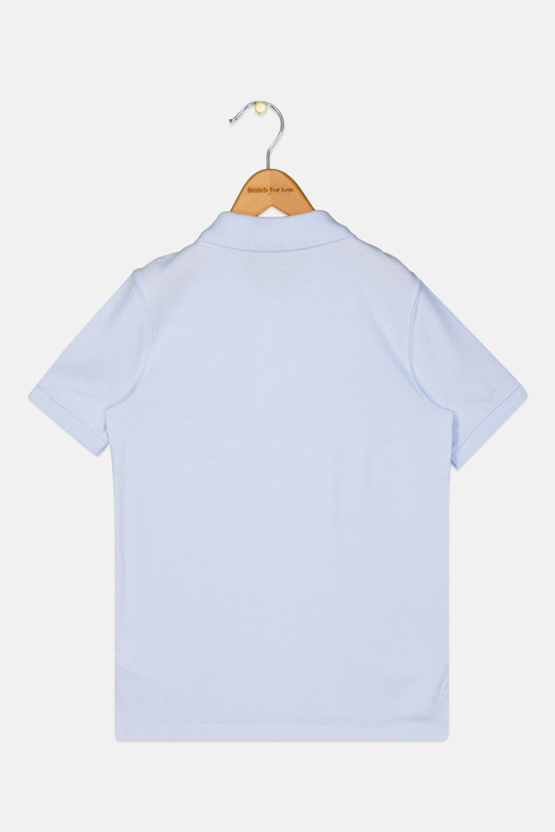 GAP قميص بولو قصير الأكمام بأزرار للأطفال الأولاد، أزرق فاتح - Image 2