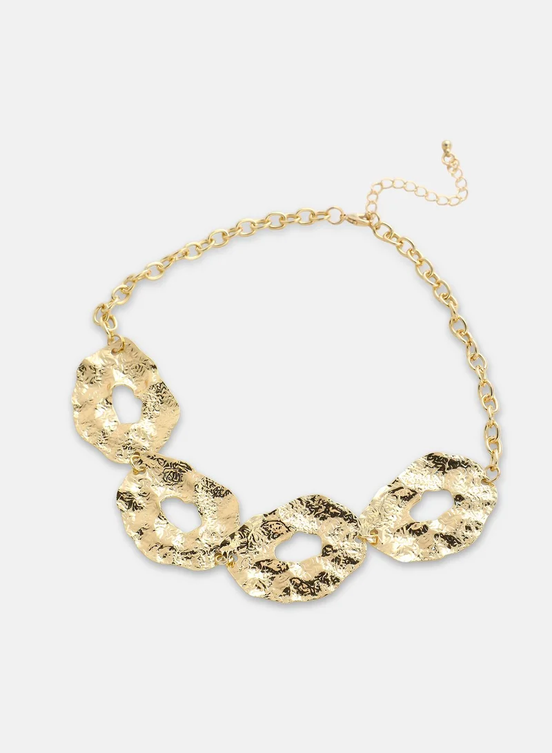 Sohi  Women's Stainless Steel The Dented-Halo Statement Necklace for Women | Best Price UAE