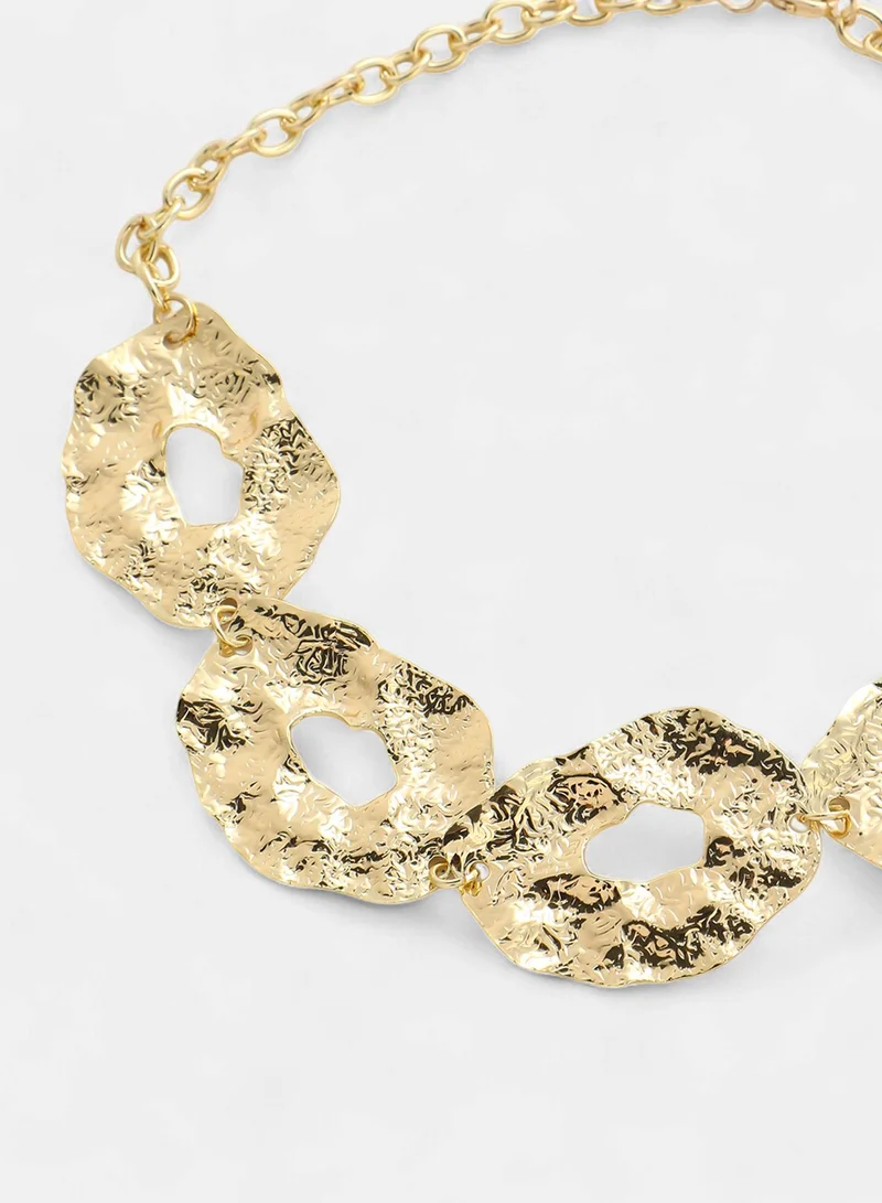 Sohi  Women's Stainless Steel The Dented-Halo Statement Necklace for Women | Best Price UAE