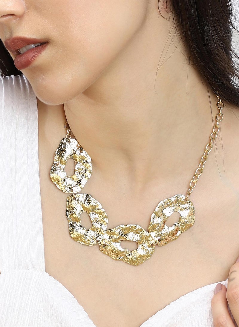 SOHI Women's Stainless Steel The Dented-Halo Statement Necklace - Image 2