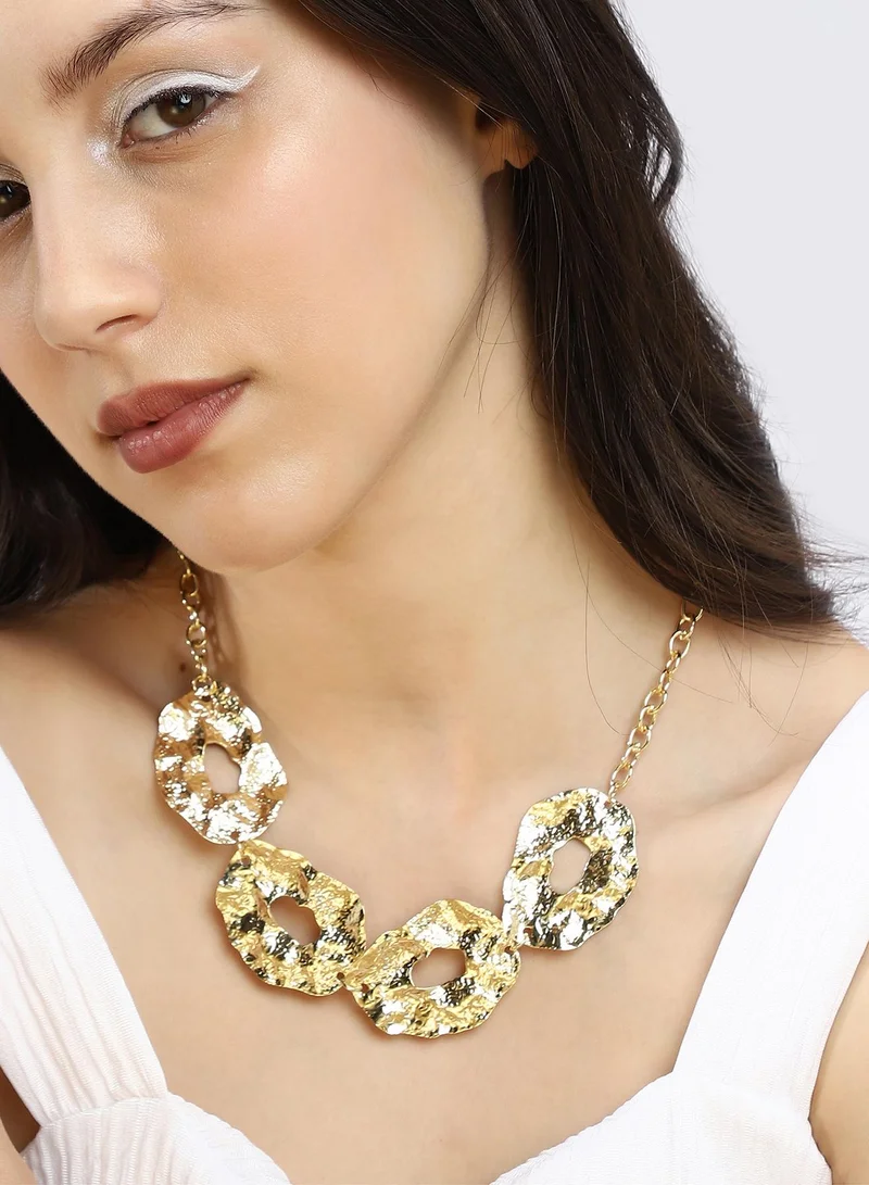 Sohi  Women's Stainless Steel The Dented-Halo Statement Necklace for Women | Best Price UAE