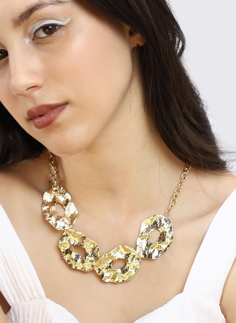 SOHI Women's Stainless Steel The Dented-Halo Statement Necklace - Image 3