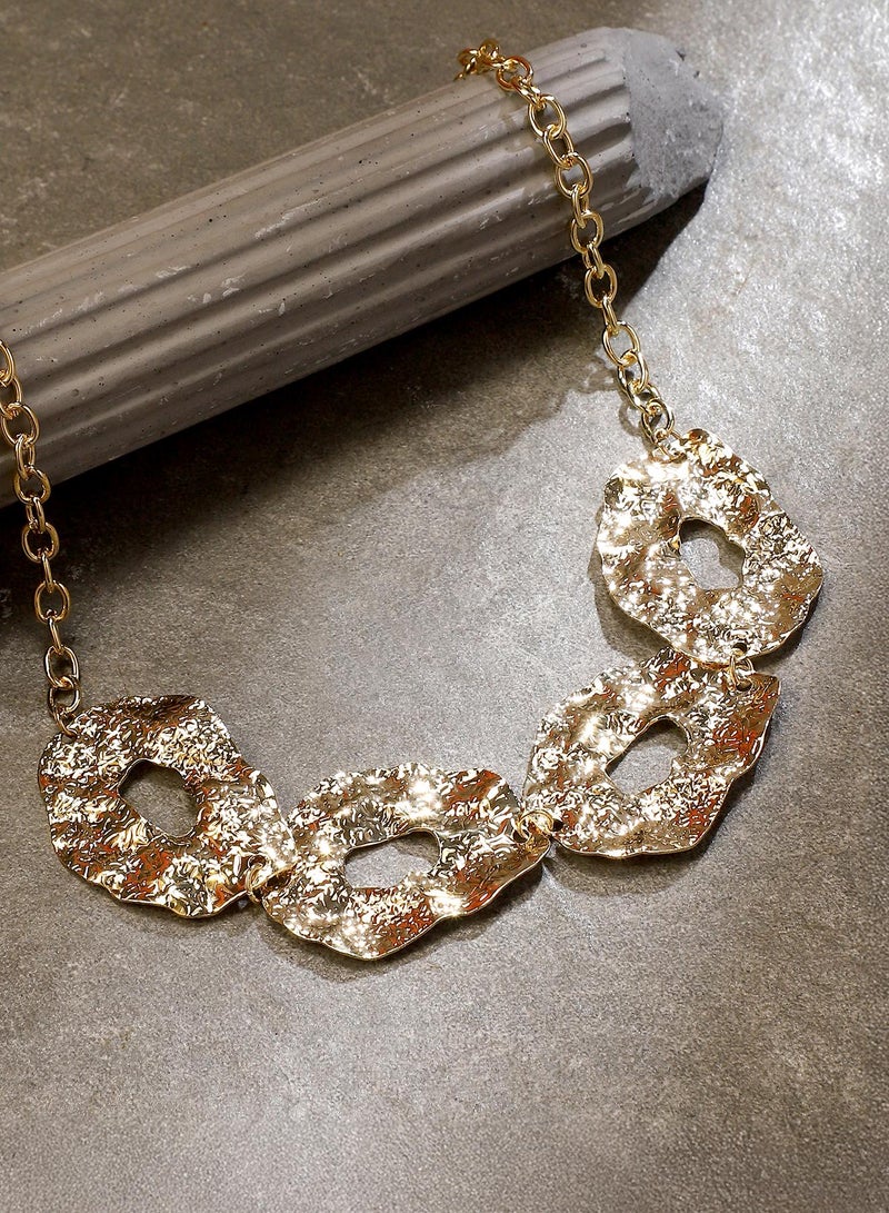 SOHI Women's Stainless Steel The Dented-Halo Statement Necklace - Image 1