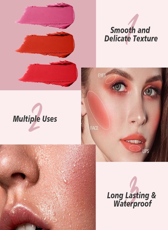 Fanterday Blush Stick for Cheeks, Multi-Use Cream Blush Stick, Solid Moisturizer Stick Blush for Cheek & Eyes & Lips Makeup, Waterproof & Matte Long-Lasting for All Skin (Hot Red) - Image 4