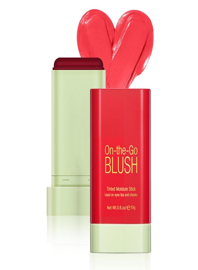 Fanterday Blush Stick for Cheeks, Multi-Use Cream Blush Stick, Solid Moisturizer Stick Blush for Cheek & Eyes & Lips Makeup, Waterproof & Matte Long-Lasting for All Skin (Hot Red) - Image 1
